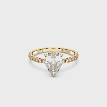 PEAR SIDESTONE RING (THIN)
