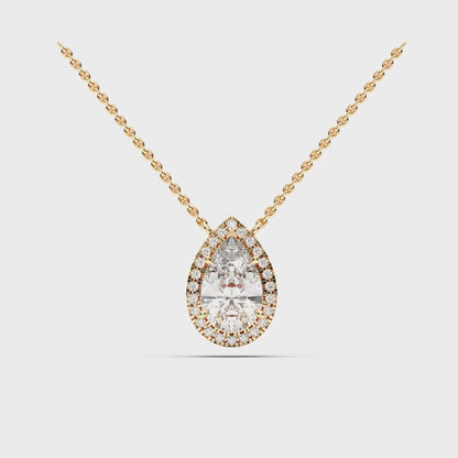 PEAR HALO SOLITAIRE PENDANT