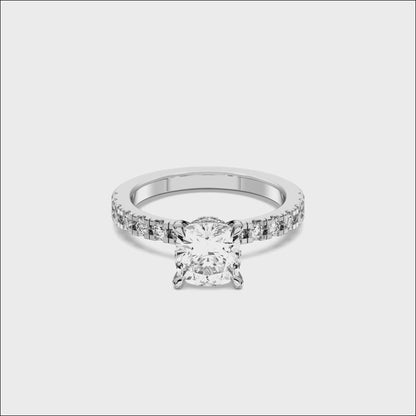 SQ.CUSHION HIDDEN HALO (COLLAR)  WITH SIDE STONE