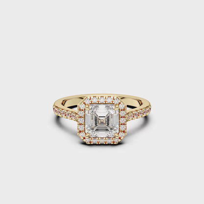 SQ.EMERALD HALO RING