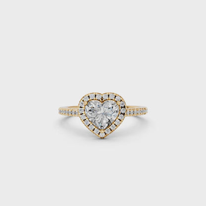 HEART HALO WITH ROUND SIDE STONE RING