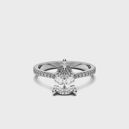 PEAR HIDDEN HALO WITH SIDE STONE
