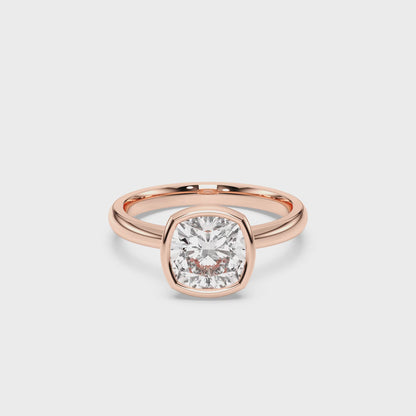 SQ.CUSHION BEZEL SOLITAIRE RING