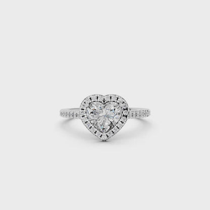HEART HALO WITH ROUND SIDE STONE RING