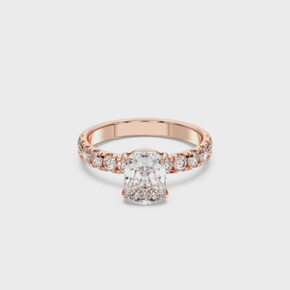 SQ.CUSHION SIDESTONE RING (THICK)