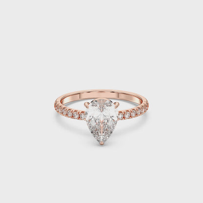 PEAR SIDESTONE RING (THIN)