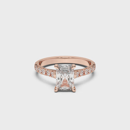 RADIANT HIDDEN HALO WITH SIDE STONE