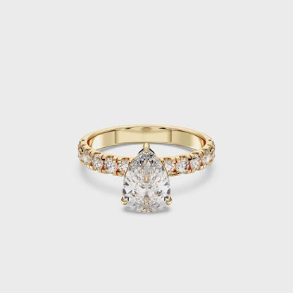 PEAR SIDESTONE RING (THICK)