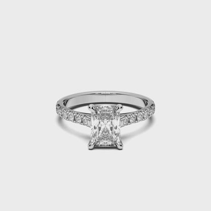 RADIANT HIDDEN HALO WITH SIDE STONE