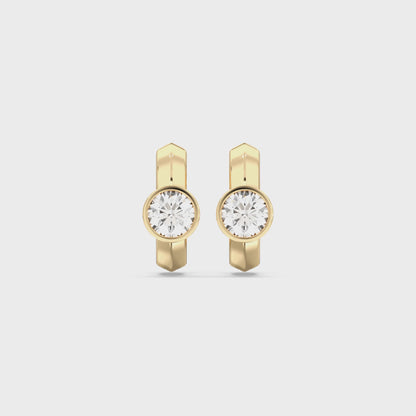 ROUND BEZEL HOOPS EARRINGS