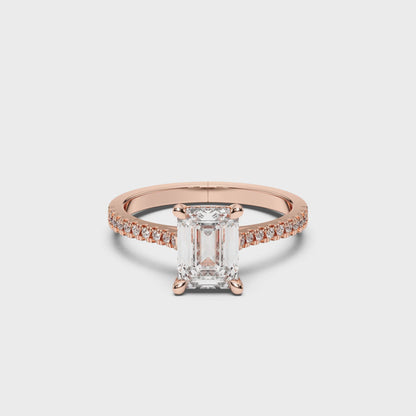 EMERALD HIDDEN HALO WITH SIDE STONE