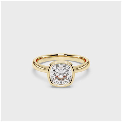 SQ.CUSHION BEZEL SOLITAIRE RING
