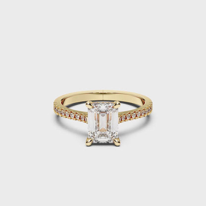 EMERALD HIDDEN HALO WITH SIDE STONE