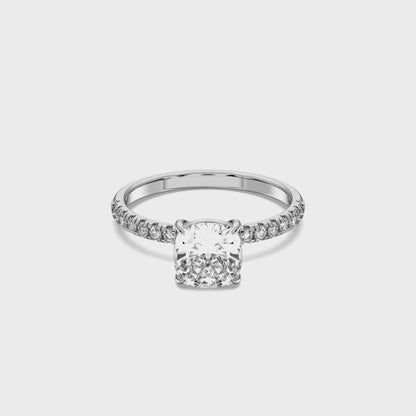 SQ.CUSHION SIDESTONE RING (THIN)