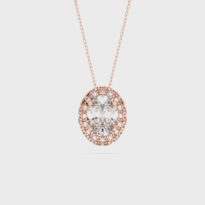 OVAL HALO SOLITAIRE PENDANT