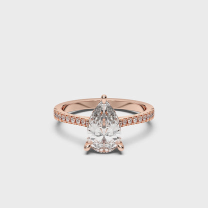 PEAR HIDDEN HALO WITH SIDE STONE