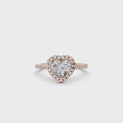HEART HALO WITH ROUND SIDE STONE RING