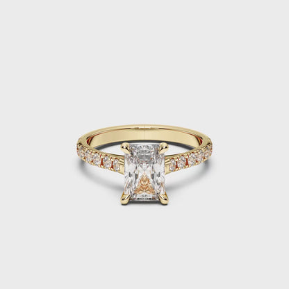 RADIANT HIDDEN HALO WITH SIDE STONE