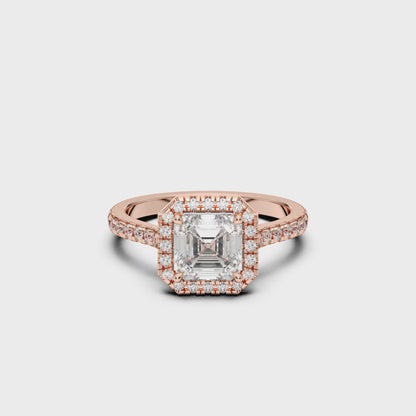SQ.EMERALD HALO RING